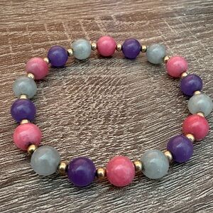 Multicolor Jade Beaded Bracelet with 14k solid gold beads